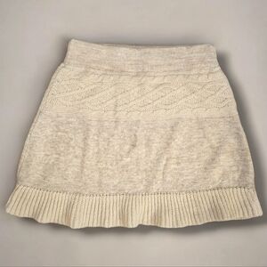 Dakiki Tan Wool Blend Sweater Knit Pull-On Mini Skirt - Size Medium